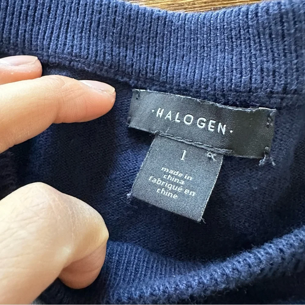Halogen Navy White Striped Crewneck Sweater Women’s S
